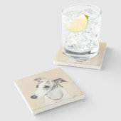 Whippet-schildering - Kute Original Dog Art Stenen Onderzetter (Zijkant)