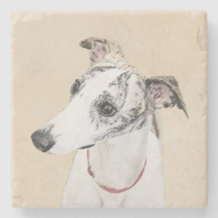 Whippet-schildering - Kute Original Dog Art Stenen Onderzetter