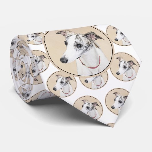 Whippet-schildering - Kute Original Dog Art Stropdas (Opgerold)