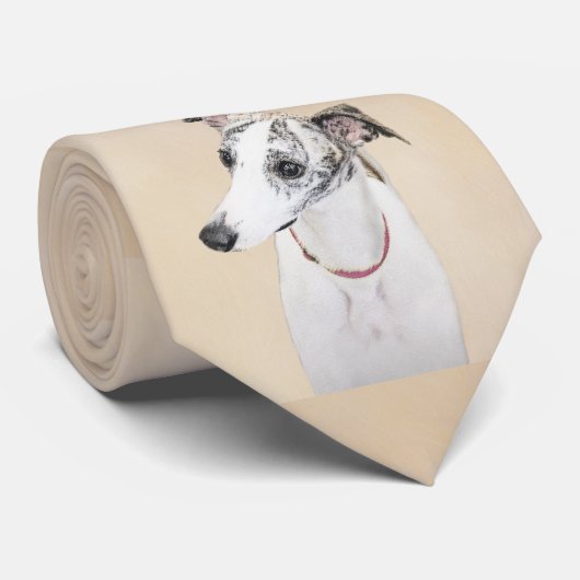 Whippet-schildering - Kute Original Dog Art Stropdas (Opgerold)