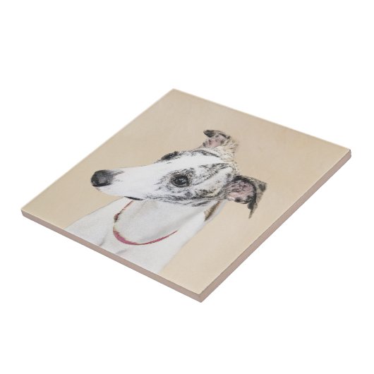 Whippet-schildering - Kute Original Dog Art Tegeltje (Zijkant)