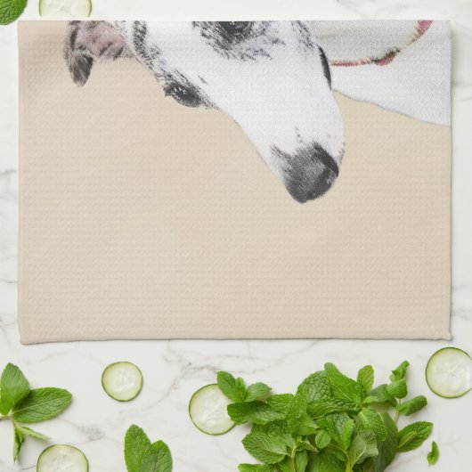 Whippet-schildering - Kute Original Dog Art Theedoek (Gevouwen)