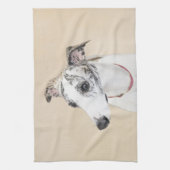 Whippet-schildering - Kute Original Dog Art Theedoek (Verticaal)