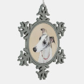 Whippet-schildering - Kute Original Dog Art Tin Sneeuwvlok Ornament (Links)