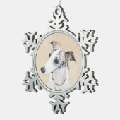 Whippet-schildering - Kute Original Dog Art Tin Sneeuwvlok Ornament (Rechts)