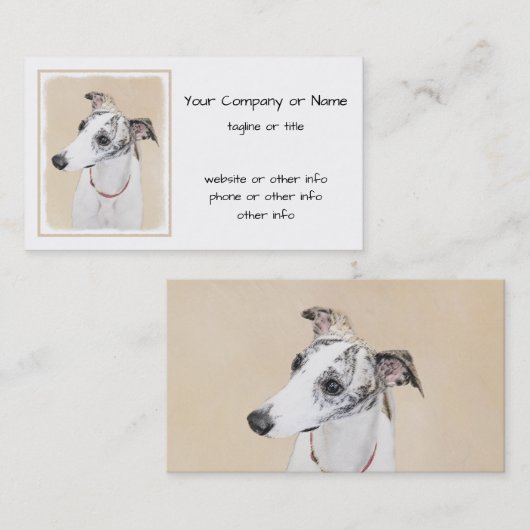 Whippet-schildering - Kute Original Dog Art Visitekaartje (Voorkant / Achterkant)