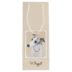 Whippet-schildering - Kute Original Dog Art Wijn Cadeautas