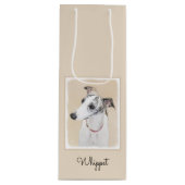 Whippet-schildering - Kute Original Dog Art Wijn Cadeautas (Voorkant)