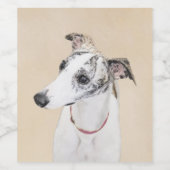 Whippet-schildering - Kute Original Dog Art Wijn Etiket (Enkel label)