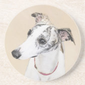 Whippet-schildering - Kute Original Dog Art Zandsteen Onderzetter (Voorkant)