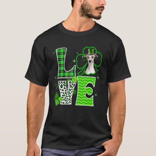 Whippet Shamrock Lucky C Irish St Patricks Day T-shirt (Voorkant)