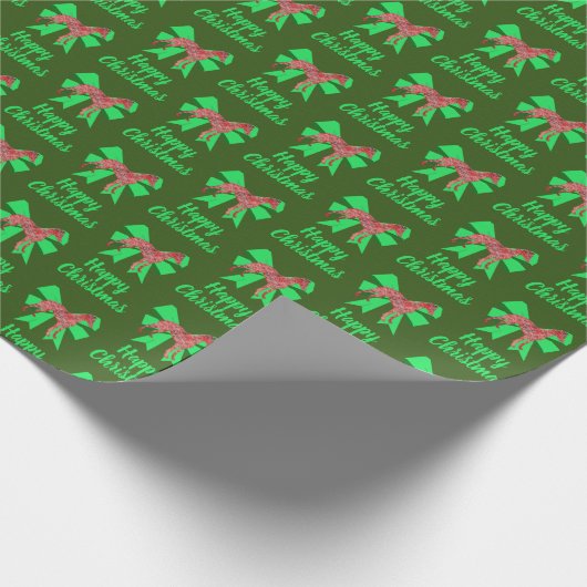 Whippet Silhouet Groene Kerstmis Hond & Groene Boo Cadeaupapier (Hoek)