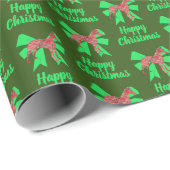 Whippet Silhouet Groene Kerstmis Hond & Groene Boo Cadeaupapier (Rol Hoek)