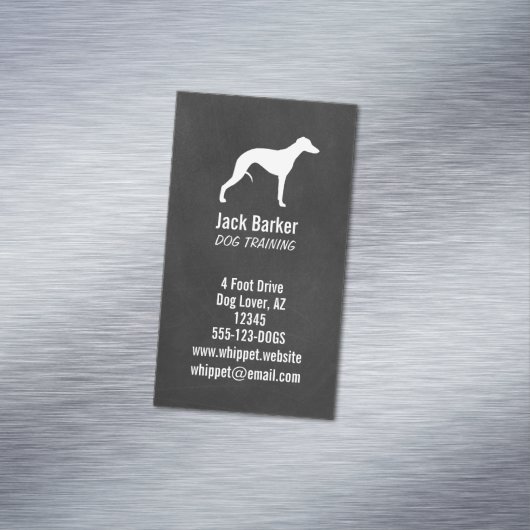 Whippet silhouet krijtbord stijl | Hond (huisdiere Magnetisch Visitekaartje (Voorbeeld)