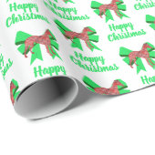 Whippet Silhouet Wit Kerstmis Hond & Groene Boog Cadeaupapier (Rol Hoek)