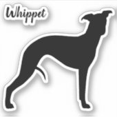 Whippet Silhouette Cool Hondenliefhebber Vinyl Sti Sticker (Voorkant)