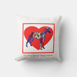 Whippet Silhouette Dog Red Heart Moederdag Kussen