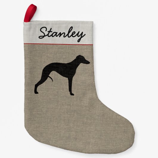 Whippet Silhouette Huisdier Hond Gepersonaliseerd Kleine Kerstsok (Voorkant)