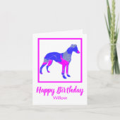 Whippet Silhouette Pink Dog Funny Birthday Kaart (Voorkant)