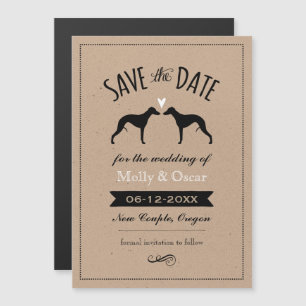 Whippet Silhouetten Bruiloft Save the Date Magnetische Uitnodiging