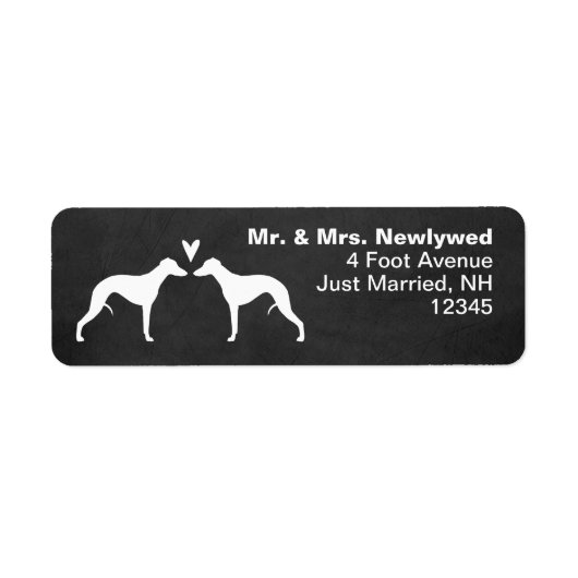 Whippet Silhouetten Liefde Retouradres Labels (Voorkant)