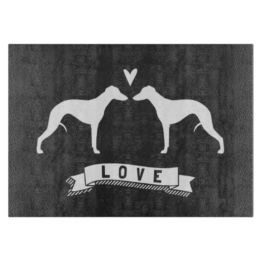 Whippet Silhouetten Liefde Snijplank (Voorkant)