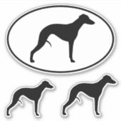 Whippet Silhouetten Ovaal en Die Cut Sticker Set (Voorkant)