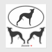 Whippet Silhouetten Ovaal en DieCut Vinyl Stickers (Vel)