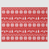 Whippet Silhouettes kerstpatroonrood Tissuepapier (Voorkant)