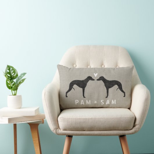 Whippet Silhouettes Love - Personalize Kussen (Stoel)