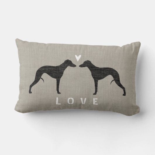 Whippet Silhouettes Love - Personalize Kussen (Achterkant)
