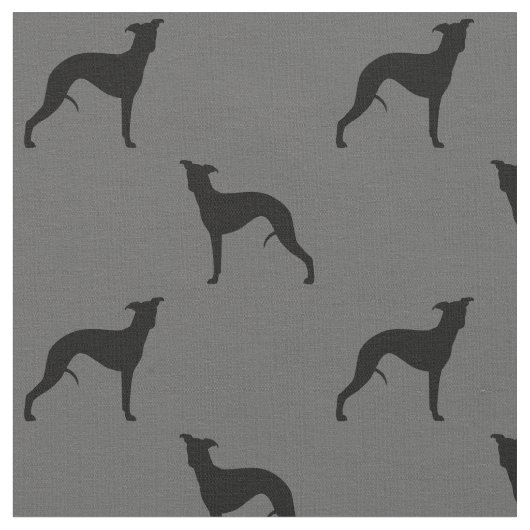 Whippet Silhouettes Pattern | Grijs van Hondenlief Stof (Close Up)