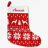 Whippet Silhouettes Red en White Pattern Kleine Kerstsok (Voorkant)