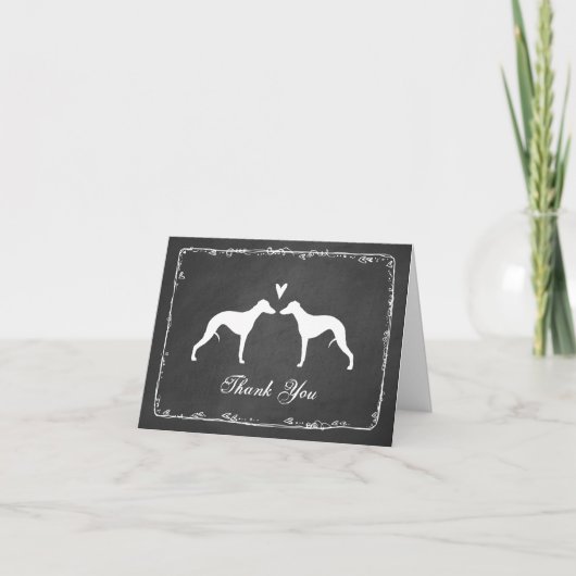 Whippet Silhouettes Wedding Thank You Bedankkaart (Voorkant)