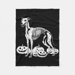 Whippet Skeleton Verjaardag Halloween Dog Mannen V Fleece Deken