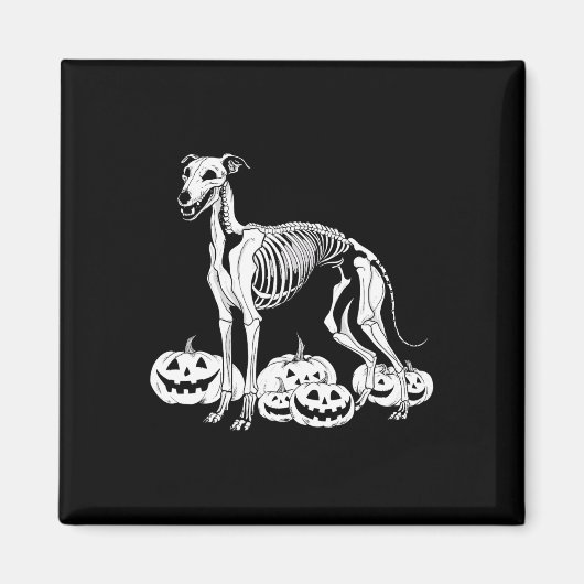 Whippet Skeleton Verjaardag Halloween Dog Mannen V Magneet (Voorkant)