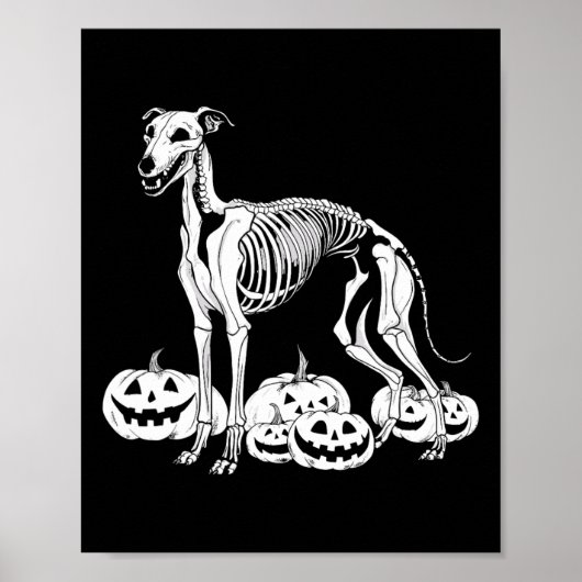 Whippet Skeleton Verjaardag Halloween Dog Mannen V Poster (Voorkant)