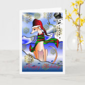 "Whippet Snow Day"-feestdag Kaart (Gele Bloem)
