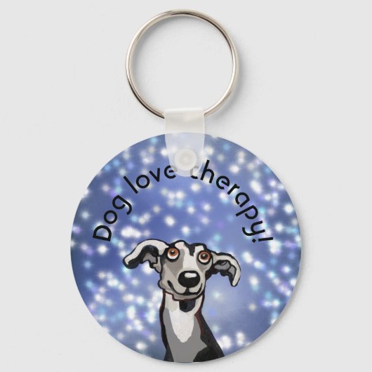 whippet starry night , hondenliefdesknop sleutelhanger (Voorkant)