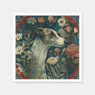 Whippet Tintaar en Witte William Morris Stijl Servet