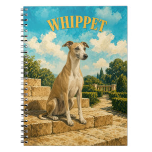 Whippet, Vintage Watercolor Honden Kunst Notitieboek