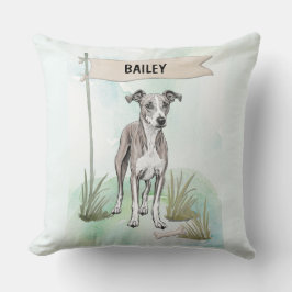 Whippet Watercolor Personalized Dog Kussen