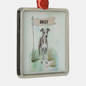 Whippet Watercolor Personalized Dog Metalen Ornament (Rechts)