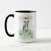 Whippet Watercolor Personalized Dog Mok (Links)