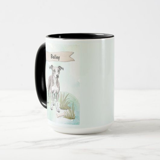 Whippet Watercolor Personalized Dog Mok (Voorkant links)