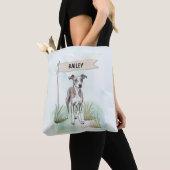Whippet Watercolor Personalized Dog Tote Bag (Dichtbij)
