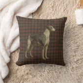 Whippet-werpkussen. Whippet op tweed/tartan Kussen (Deken)