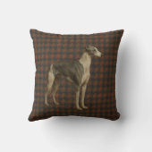 Whippet-werpkussen. Whippet op tweed/tartan Kussen (Achterkant)