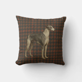 Whippet-werpkussen. Whippet op tweed/tartan Kussen
