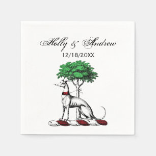 Whippet Windhond Met Boom Heraldisch Wapen Embleem Servetten